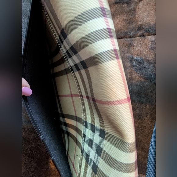 Burberry Prince of Gale Checkered Bag Canvas & Black Leather Trim Excellent! - Picture 13 of 17